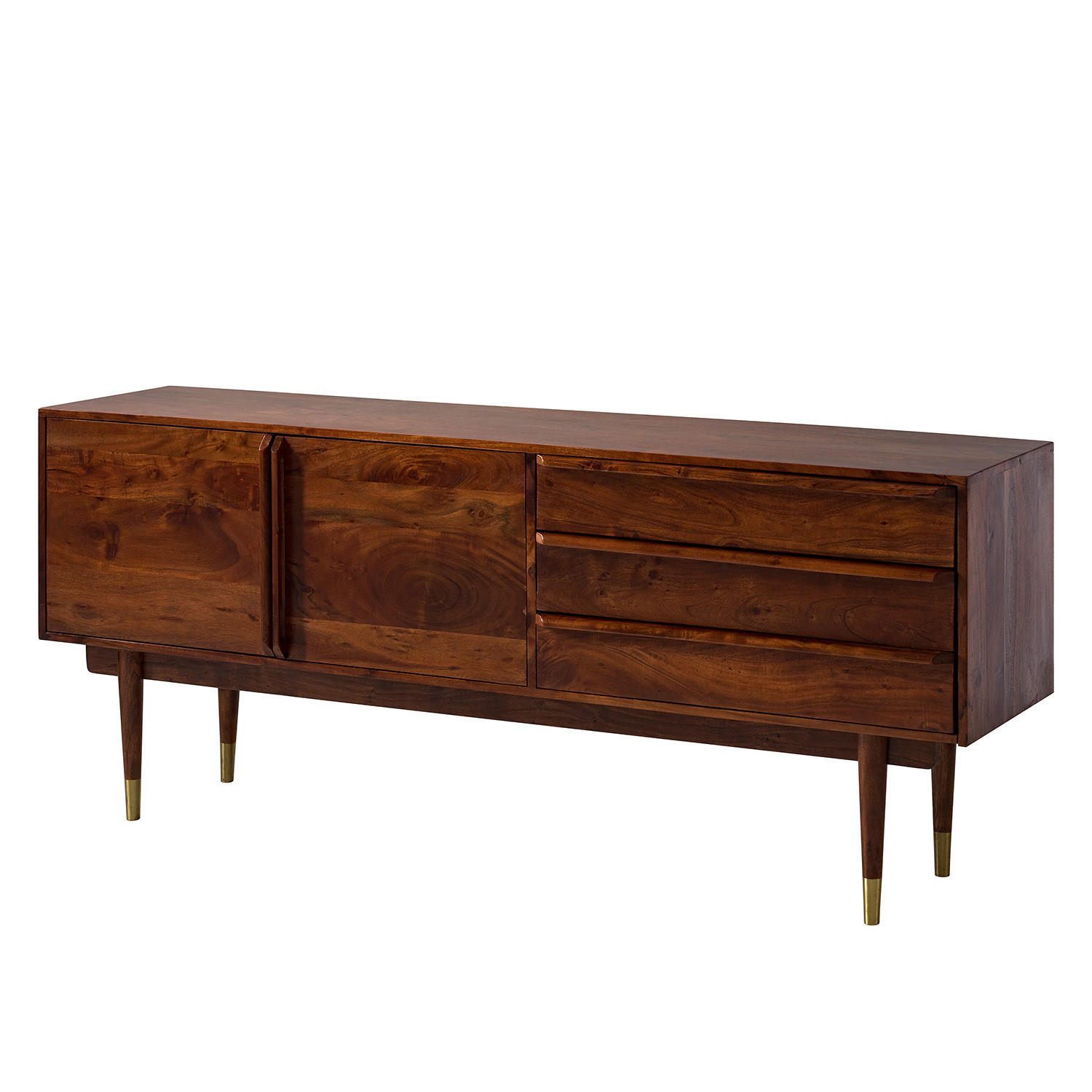 SIDEBOARD - Akazie massiv / Metall - Akaziefarben, Holz (180/80/42cm) - home24