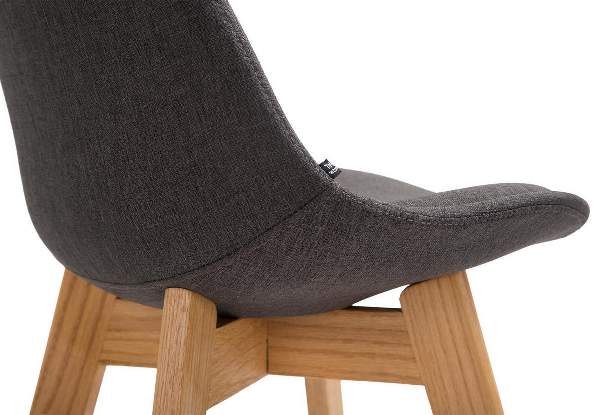 BARHOCKER Stoff dunkelgrau - Eukalyptusholzfarben/Dunkelgrau, Holz/Textil (48/112/56cm) - CLP