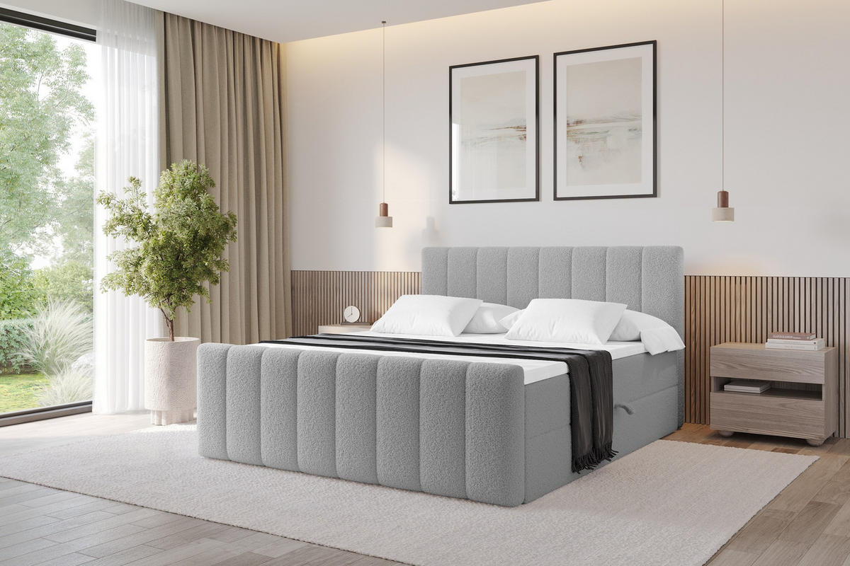 KONTINENTÁLNÍ POSTEL s matrací H3 - OTTA-Z - 120x200 cm Světle šedá - světle šedá, kompozitní dřevo (120/200cm) - ALTDECOR