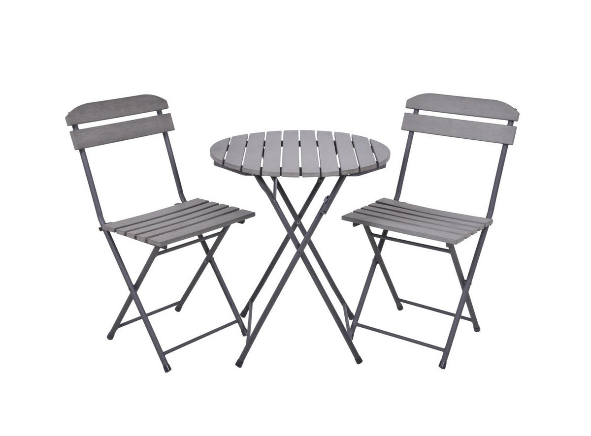 BALKONMÖBEL-SET Ulf 3-teilig Balkon-Set - Grau, Kunststoff - DELUKE