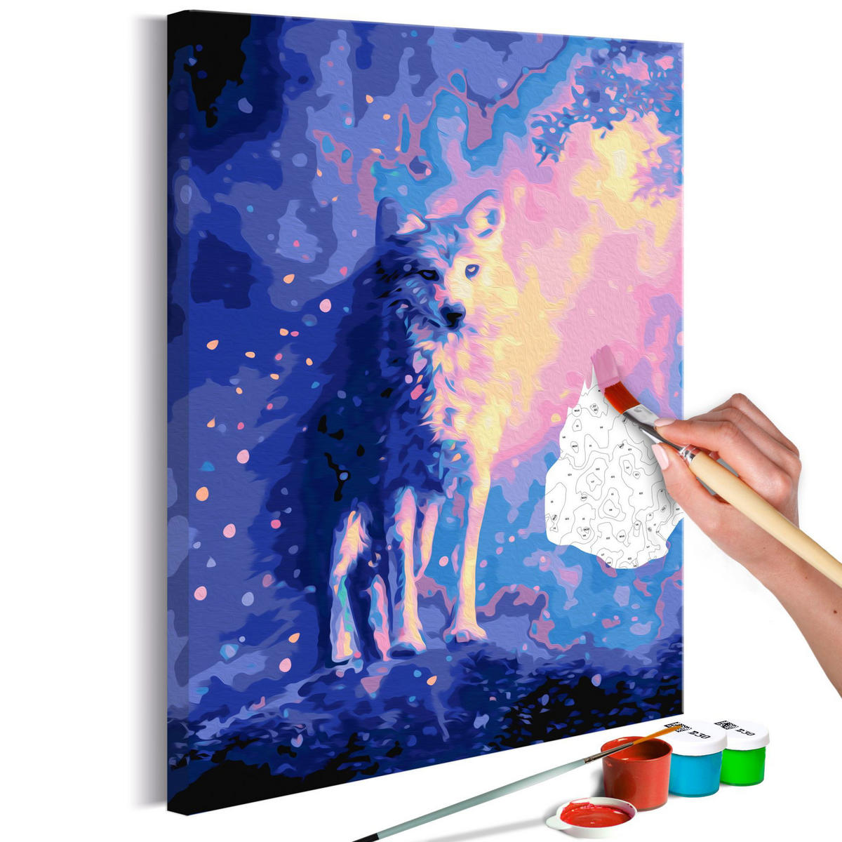 MALEN NACH ZAHLEN Lila 40/60 cm - Gelb/Lila, Textil (40/60cm) - KUNSTLOFT