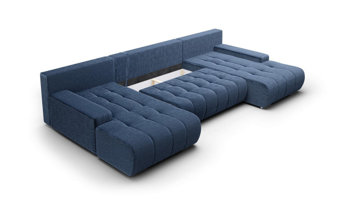 WOHNLANDSCHAFT Vogar In Poso - Blau, Holzwerkstoff/Textil (350/85/185cm) - Fun Möbel