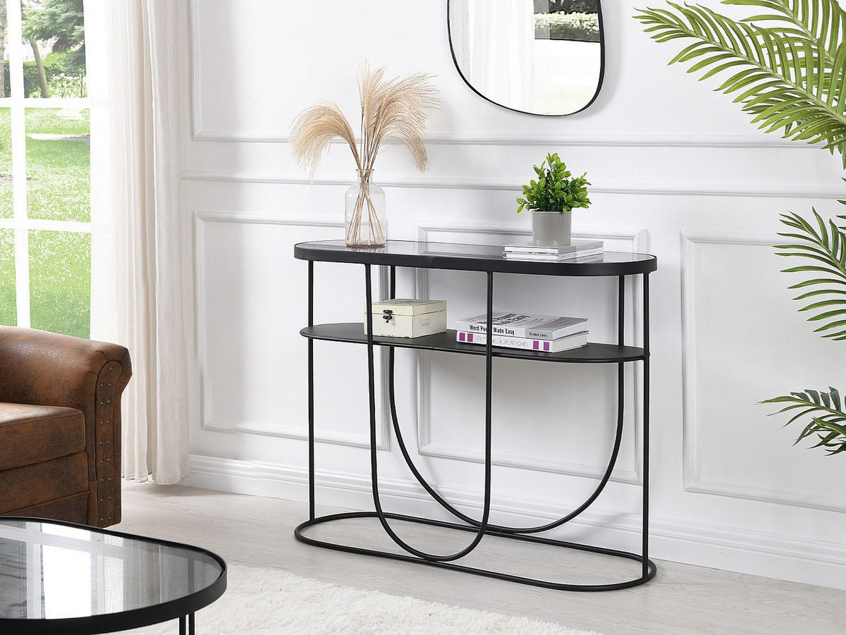 KONSOLENTISCH - 100.5 cm x 32 cm - glas - transparent, schwarz Pretoria - Transparent/Schwarz, Glas/Metall (32/100.5/75cm) - Vente-Unique