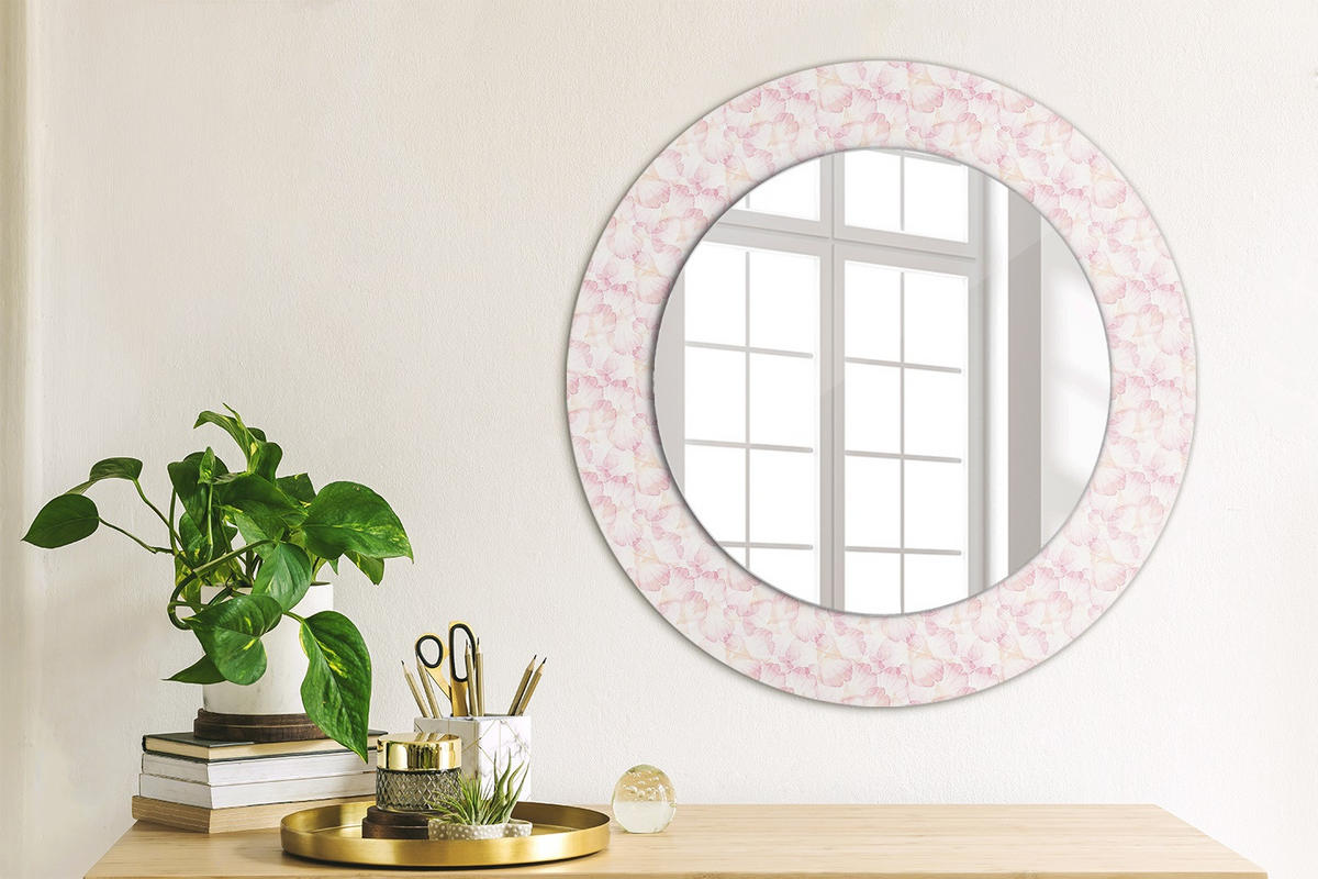 SPIEGEL Rund Ø 50 cm mit Aufdruck - Pink, Glas (50/50/0.4cm) - Wallfluent