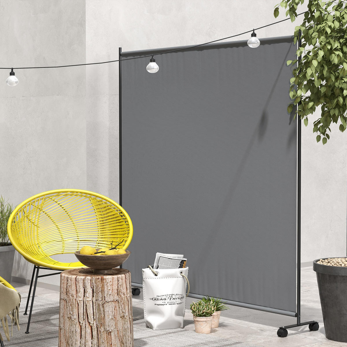SICHTSCHUTZWAND,AUF Rollen 183x30x181cm,grau - Grau, Textil (183/181cm) - Vallsero