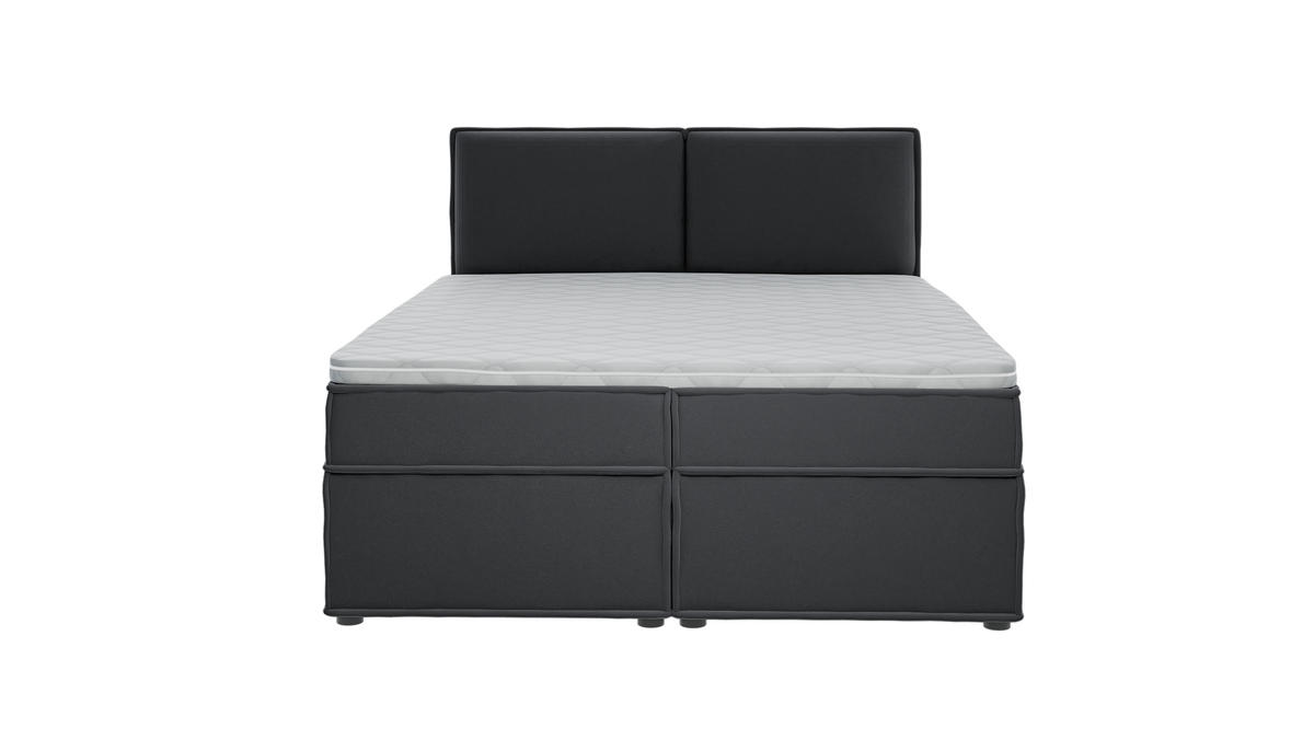 BOXBETT Eclipse 160/200 cm Graphit Luxusmicrofaser - Graphitfarben/Schwarz, Holz/Kunststoff (160/200cm) - S-Style Möbel