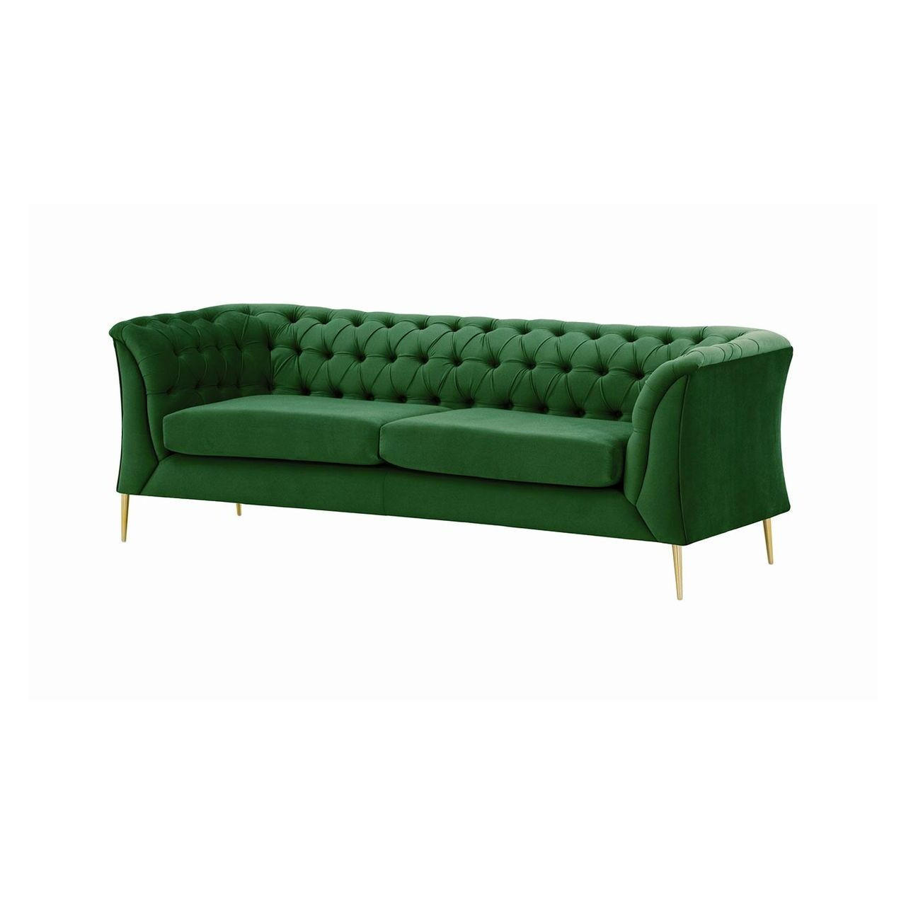 2,5-SITZER-SOFA Chesterfield Modern-Velluto 10 - Grün, Holz/Textil (209/74/80cm)