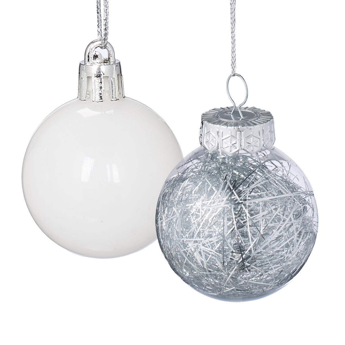 WEIHNACHTSKUGELN Weiß 101er-Set - Weiß, Kunststoff (20/19/2.5cm) - Relaxdays