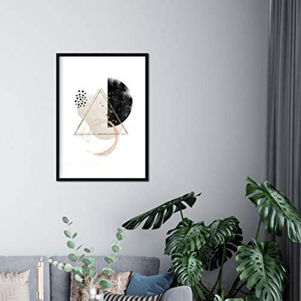 POSTER Set mit 4 Abstrakte Formen und Figuren Braun A4 Schwarzer Rahmen - Schwarz, Papier (29.7/3cm) - Nacnic