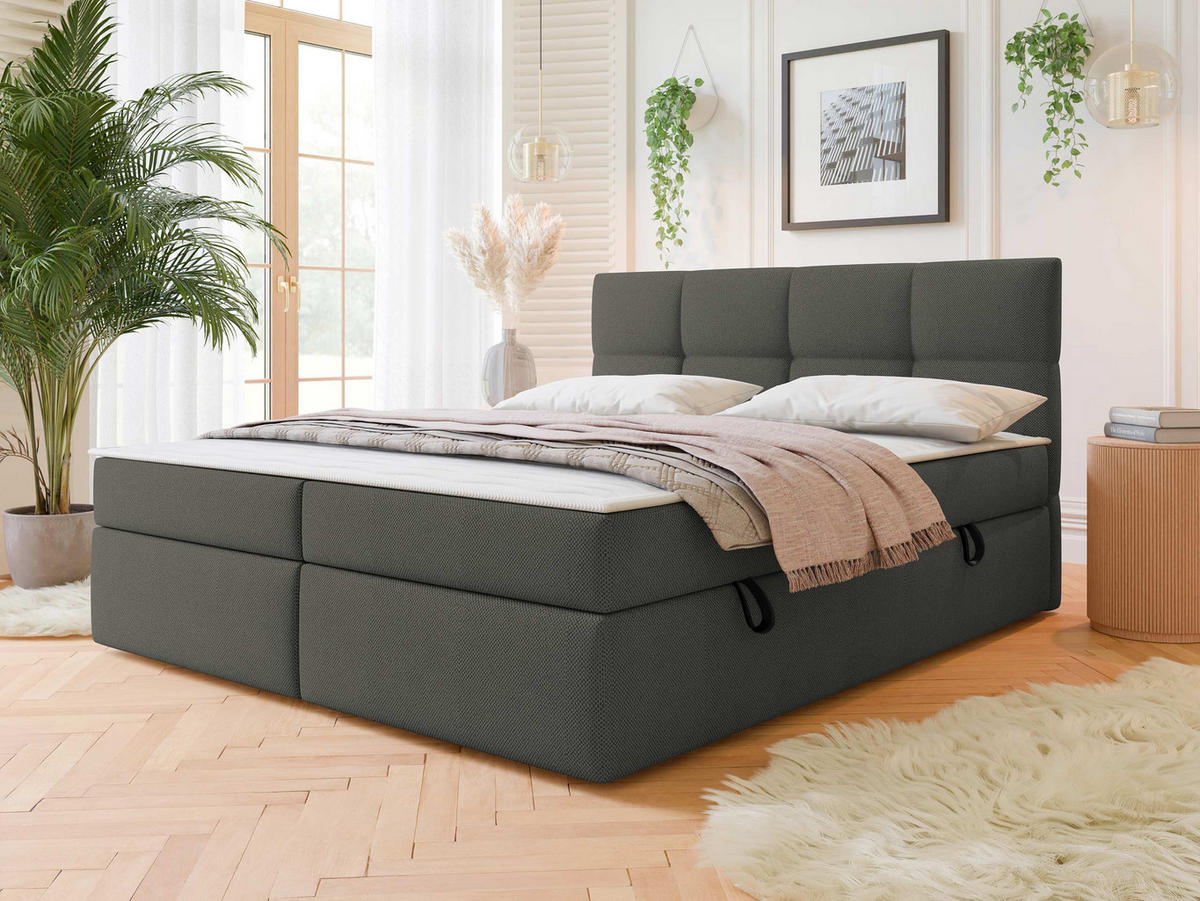BOXBETT Figaro - Schwarz/Grau, Holz/Textil (180/200cm) - MIRJAN24