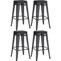 BARHOCKER 4er Set Metall schwarz - Schwarz, Metall (43/77/43cm) - CLP