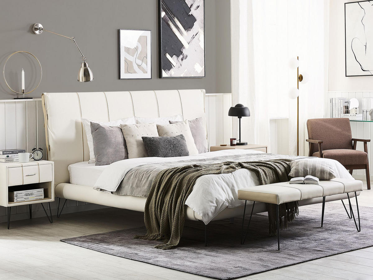 BETT 160/200cm Creme Betin - Creme, Textil (160/200cm) - Beliani