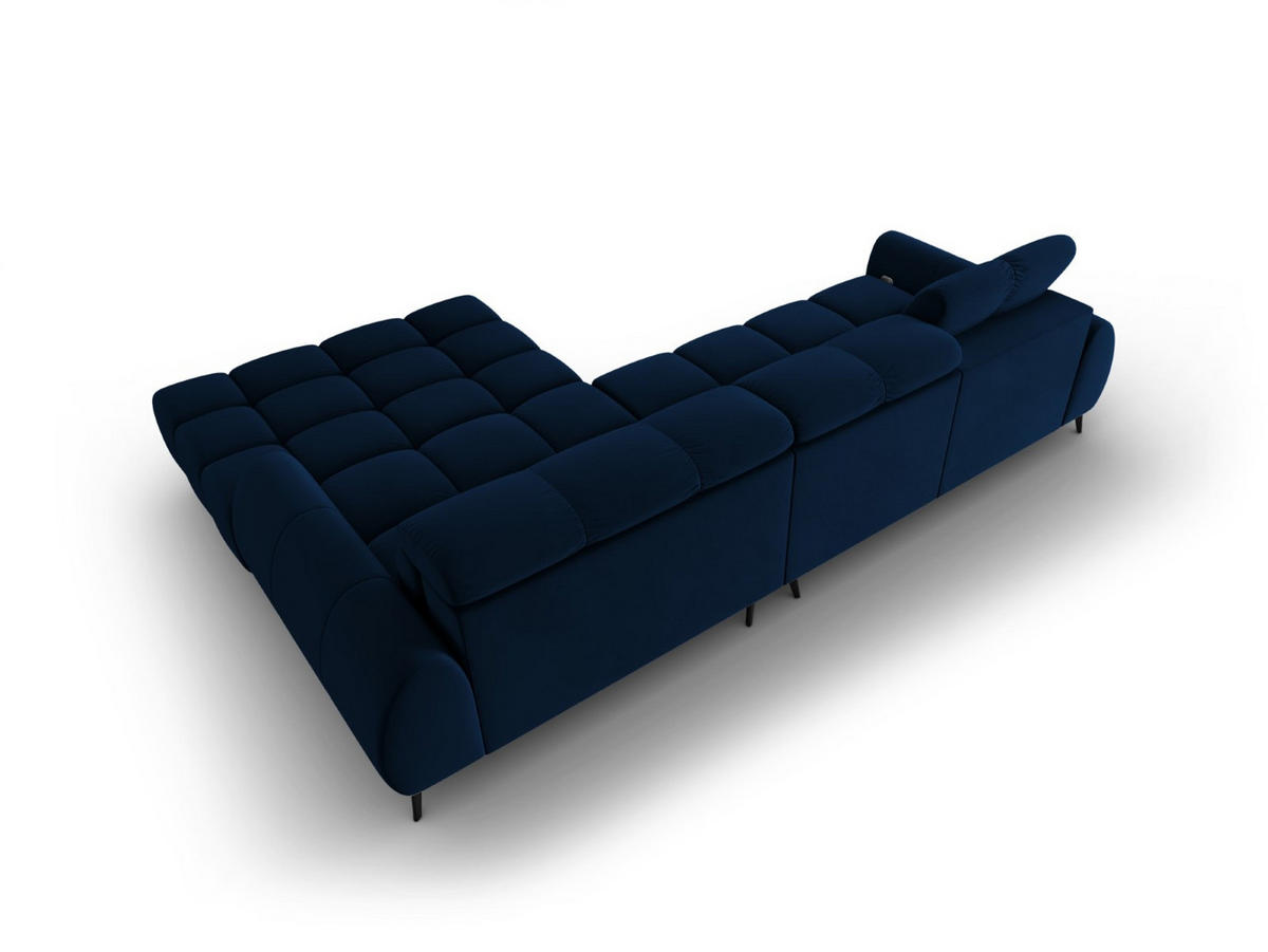 ELEKTRISCHES-ECKSOFA rechts Alyse aus Samt königsblau 5 Sitzplätze - Blau, Textil (188/295cm) - Micadoni