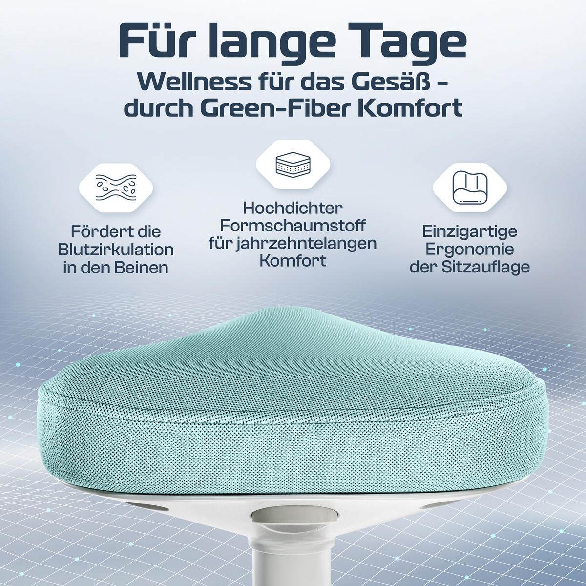 BÜROHOCKER Nexus Mint - Weiß/Mintgrün, Textil/Metall (36/64/36cm) - Clouvou