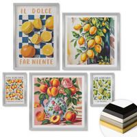 WANDBILDER 5er Set - 50x50 cm & 20x30 cm & 40x60 cm Silberner Rahmen - Zitronenbäume im Topf - Silberfarben, Kunststoff (40/60cm) - ArtPrintCave