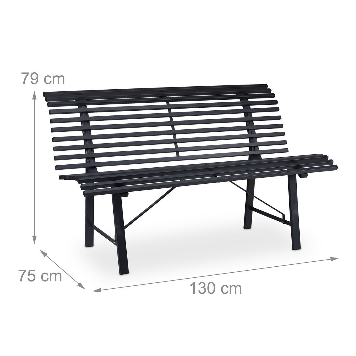 GARTENBANK - Anthrazit, Metall (130/79/75cm) - Relaxdays