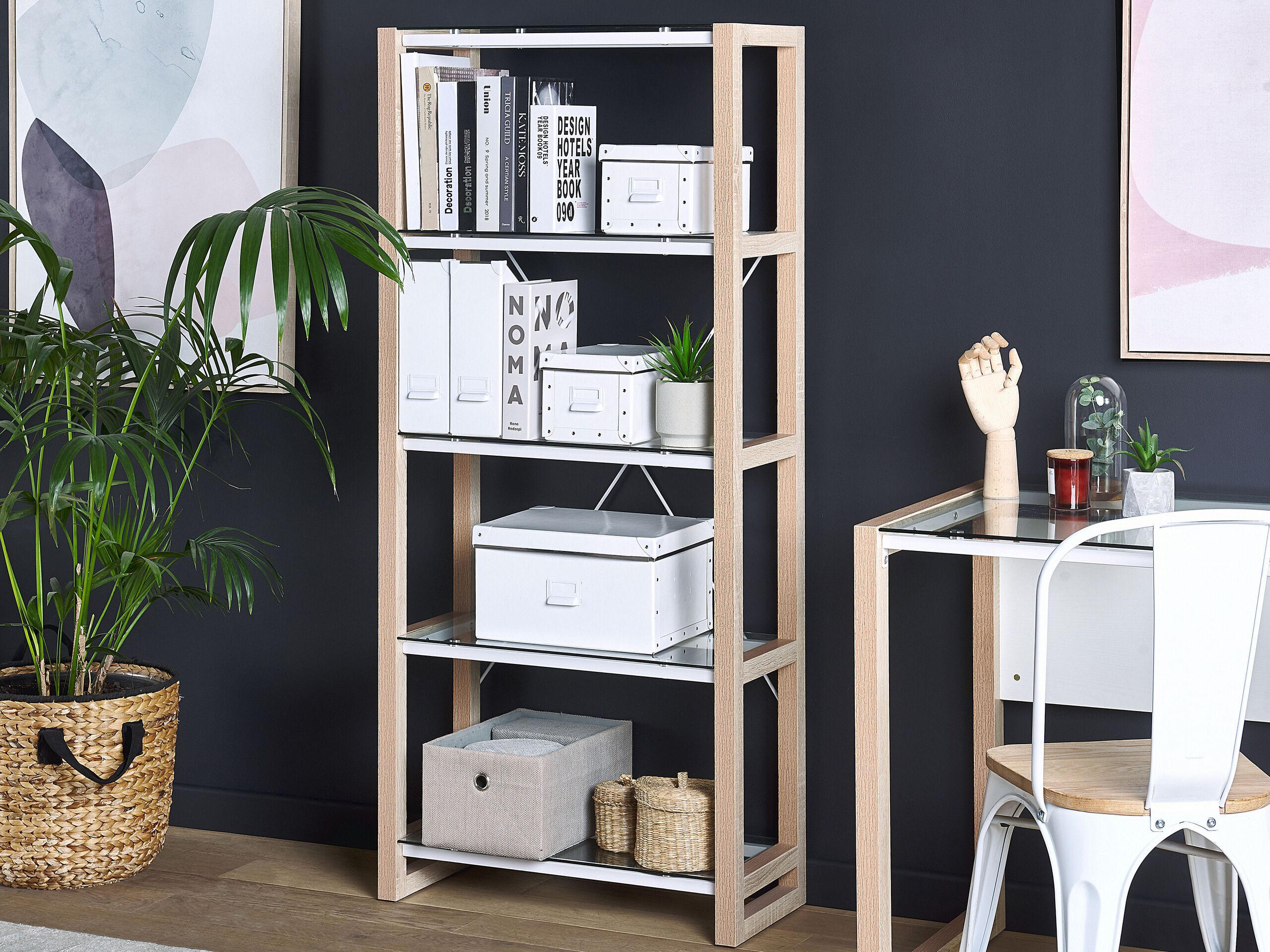 BÜCHERREGAL 4 Fächer Jenks - Weiß, Holzwerkstoff (68/152/30cm) - Beliani