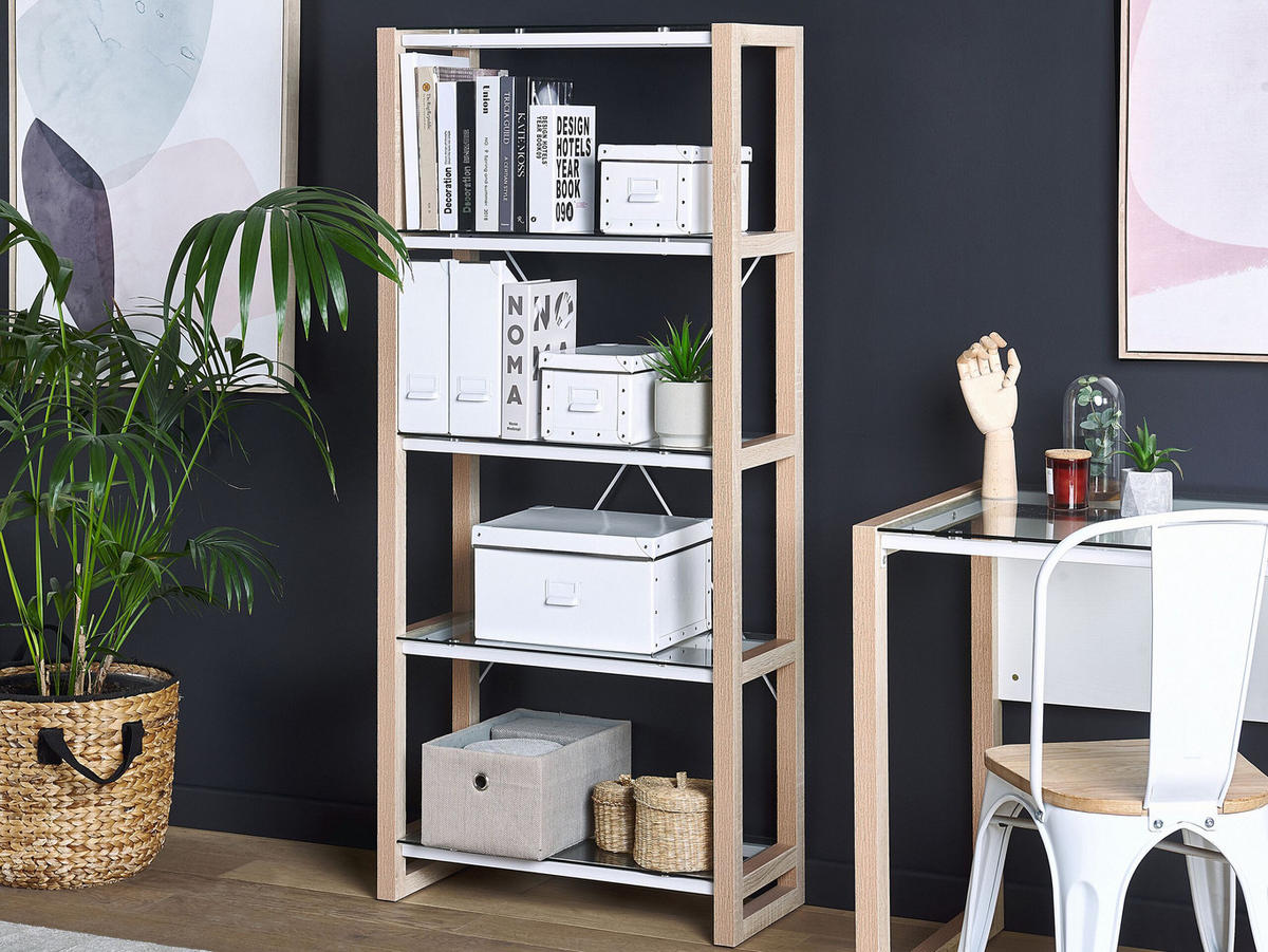 BÜCHERREGAL 4 Fächer Jenks - Weiß, Holzwerkstoff (68/152/30cm) - Beliani