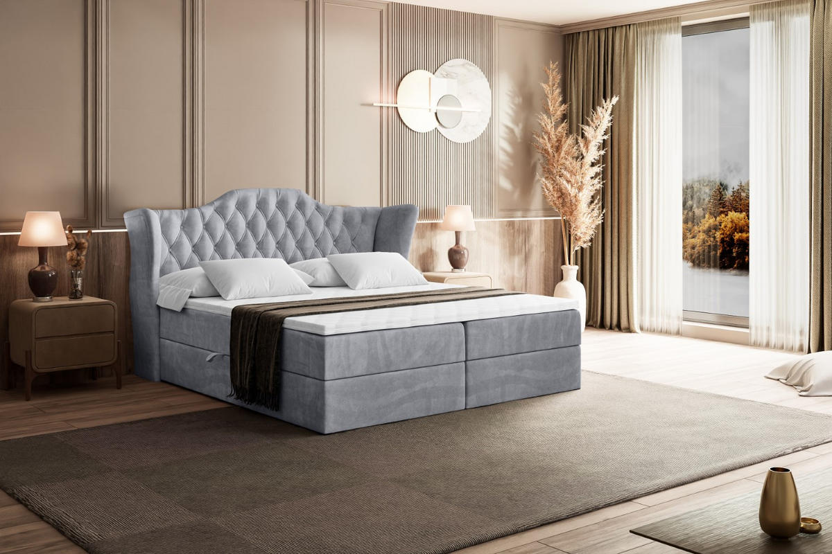 BOXBETT mit Matratze H3 und Lattenrost - VILA - 120x200 cm Hellgrau - Hellgrau, Holzwerkstoff (120/200cm) - ALTDECOR