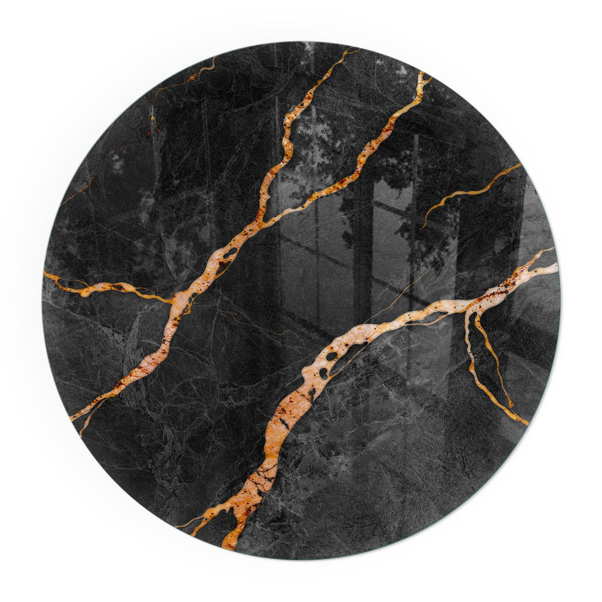 GLASPLATTE für Kamin Ø 90 cm - Schwarz, Glas (90/90/0.4cm) - TULUP