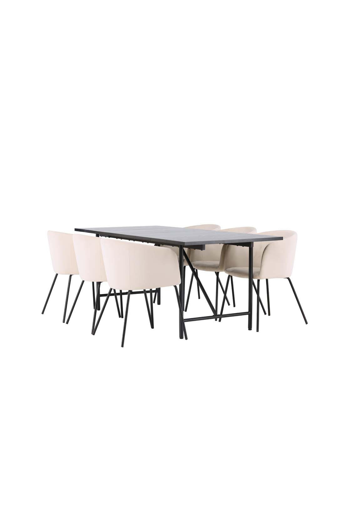 TISCHGRUPPE Schwarz - Schwarz, Holzwerkstoff (90/75/200cm) - ebuy24