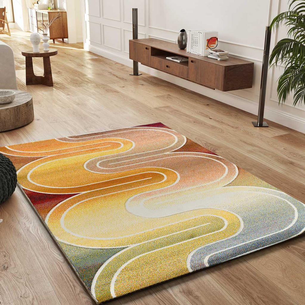 Thumbnail - Atticgo Webteppich, Mehrfarbig, Orange, Textil, Grafikmuster, Rechteckig, 160x230 cm, Oeko-Tex® Standard 100, für Fußbod...