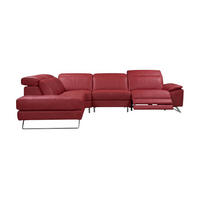 ECKSOFA Genius Echtleder mit 1 x Relaxfunktion Rot - Rot, Leder/Metall (230/264cm)