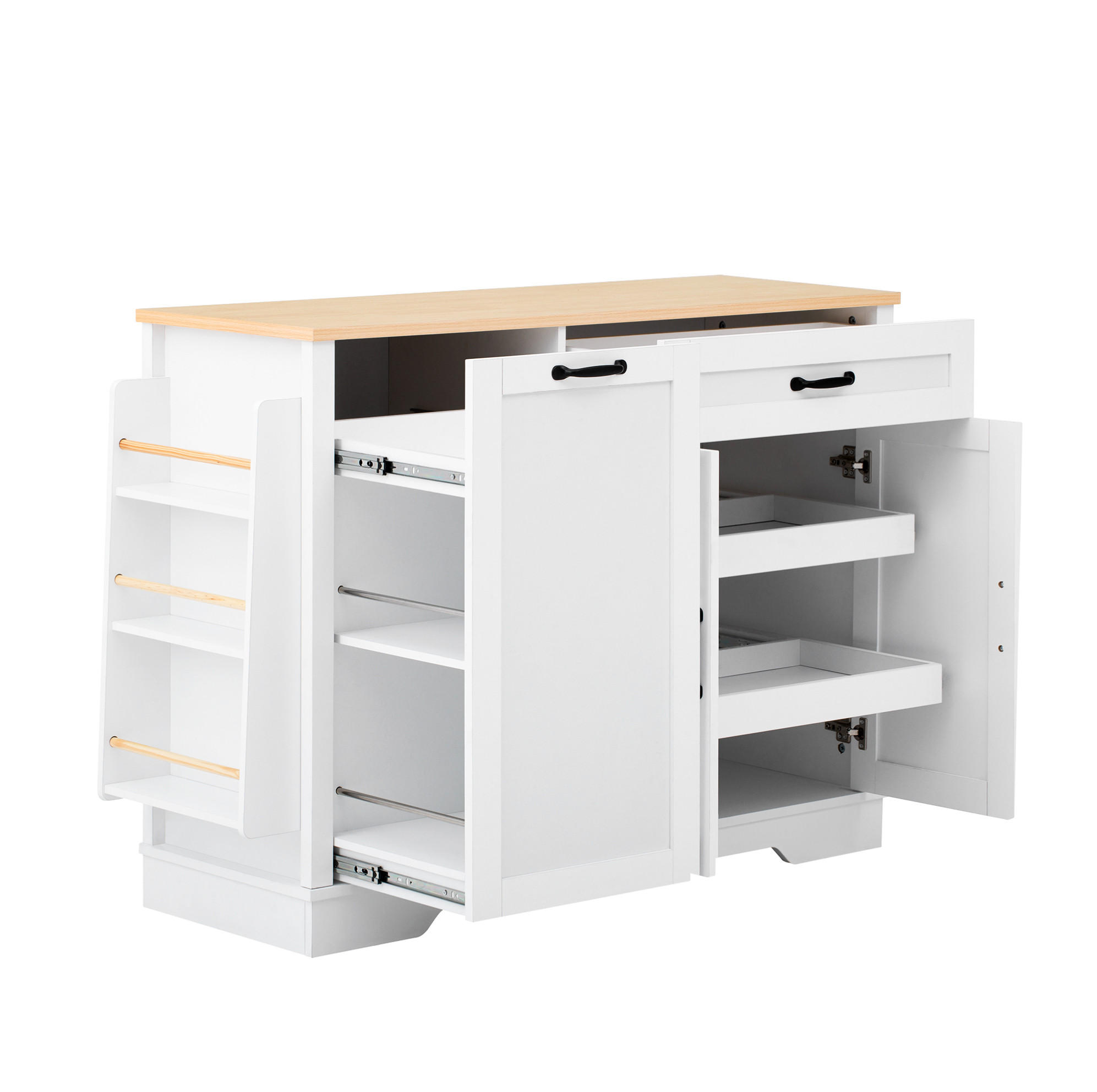 KÜCHENINSEL 115/40/87 cm mit offenen Fächern, 2 Schubladen und MDF-Korpus in Holzoptik, Weiß - Weiß, Holzwerkstoff (115/87/40cm) - Redom