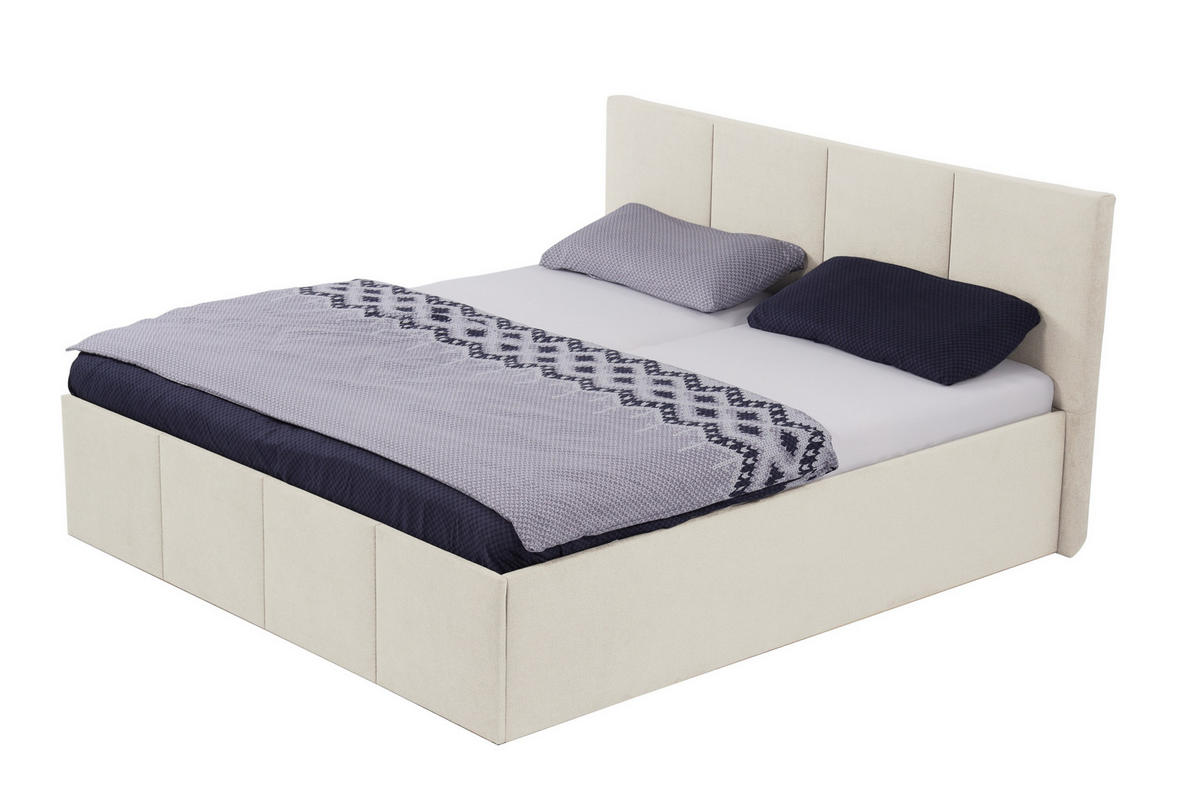 POLSTERBETT Dalas Beige 180 x 200 x 40 cm Stauraum Mit hochwertiger Matratze H2 (bis 100 kg) und Lattenrost - Beige, Holz (180/200cm) - Halmon Schlafkomfort Betten 