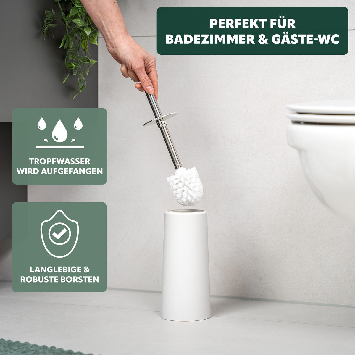 WC-BÜRSTE, weiß, Kunststoff - Weiß, Kunststoff (10/34.5/10cm) - bremermann