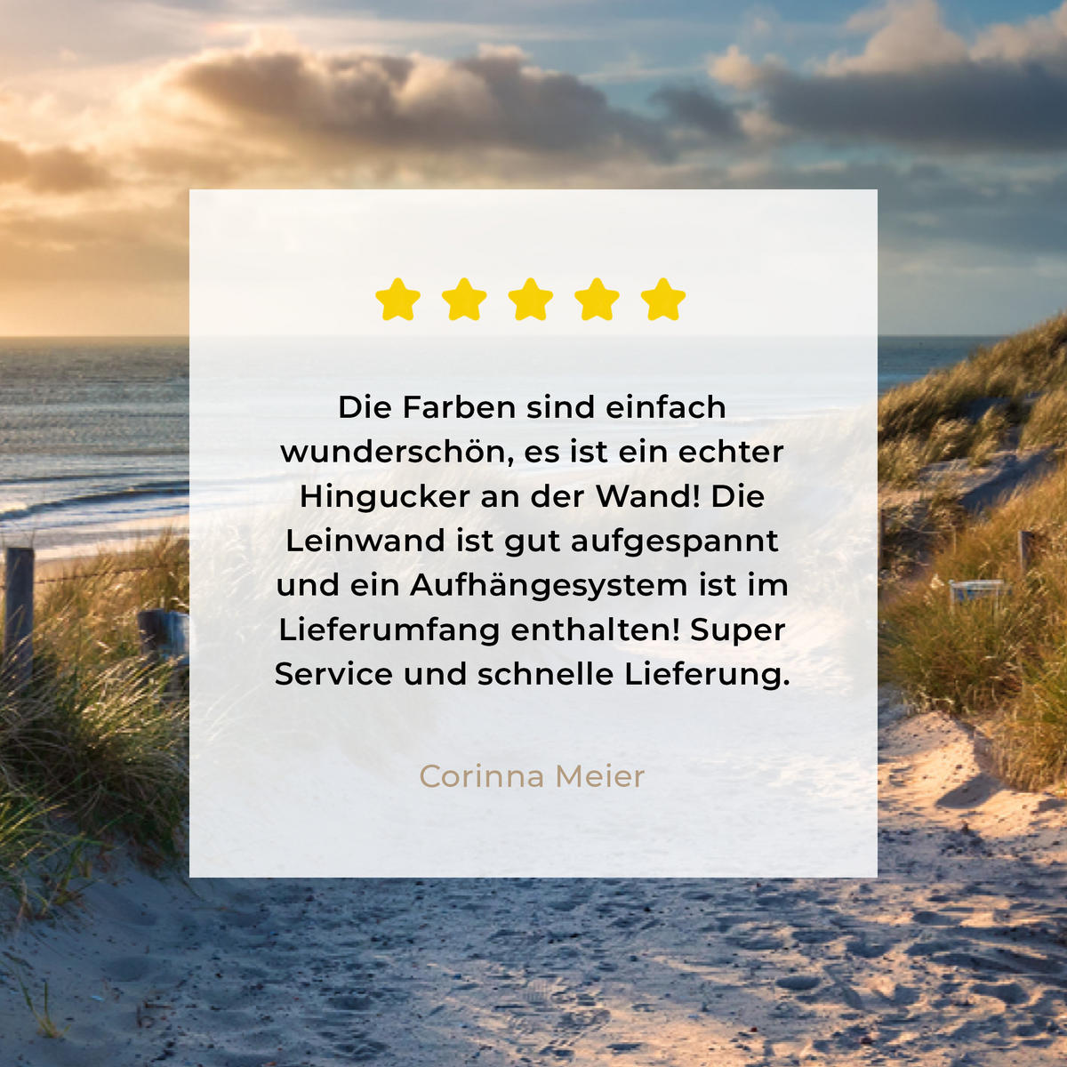 LEINWANDBILD - Sonnenuntergang - Strand - Düne - Gras - Ufer - 120x80 - Kunstdruck - Sandfarben, Textil (120/80cm) - MuchoWow