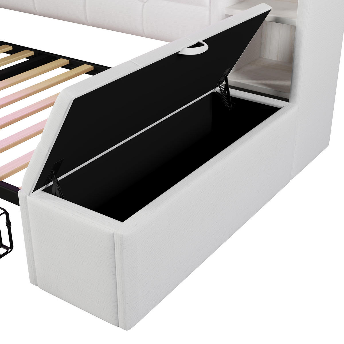 TAGESBETT 90/190 cm DE-04946, mit 2 Schubladen und LED in Weiß - Weiß, Holzwerkstoff (90/190cm) - ComfortXL