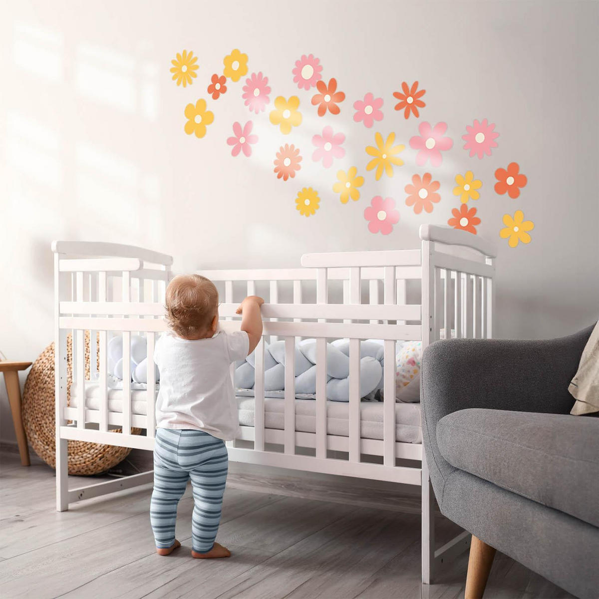 WANDAUFKLEBER 130x182cm - Dekorative Blumen - Multicolor, Kunststoff (130/182/0.1cm) - Wallfluent