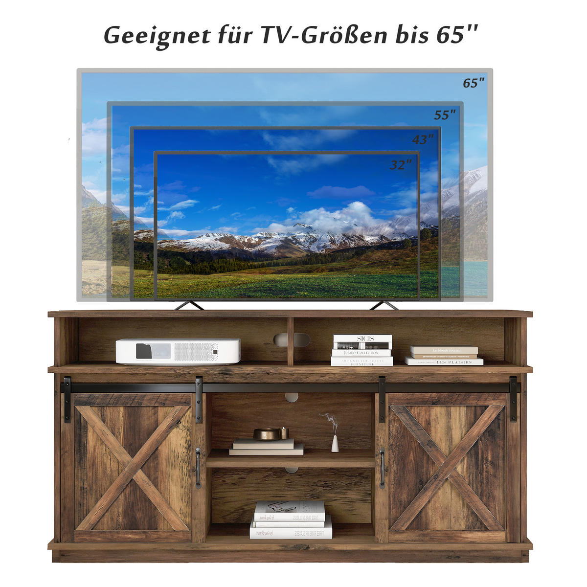 TV-SCHRANK in Braun mit Schiebetüren und verstellbaren Regalen 148/40/78 cm - Braun, Holzwerkstoff (148/78/40cm) - Redom