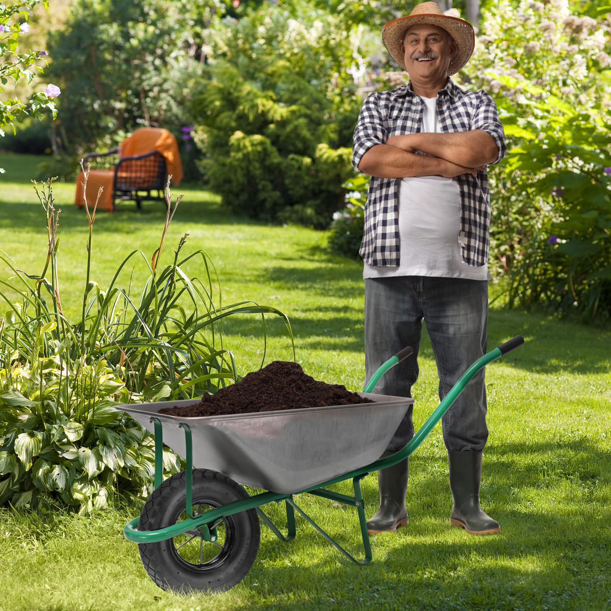 SCHUBKARRENRAD - Schwarz, Kunststoff/Metall (38.5/38.5/24cm) - Relaxdays