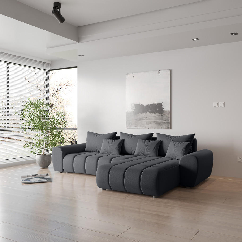 Thumbnail - Fedve Ecksofa, Graphit, Textil, L-Form,L-Form, 294x180 cm, Wohnzimmer, Sofas & Couches, Wohnlandschaften, Ecksofas