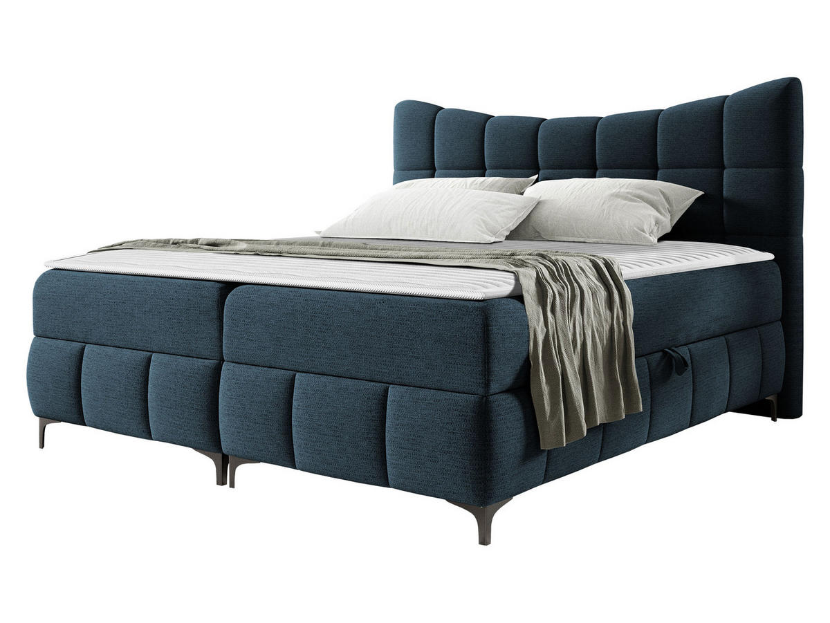 BOXBETT Nova - Schwarz/Dunkelblau, Holz/Textil (200/200cm) - MIRJAN24