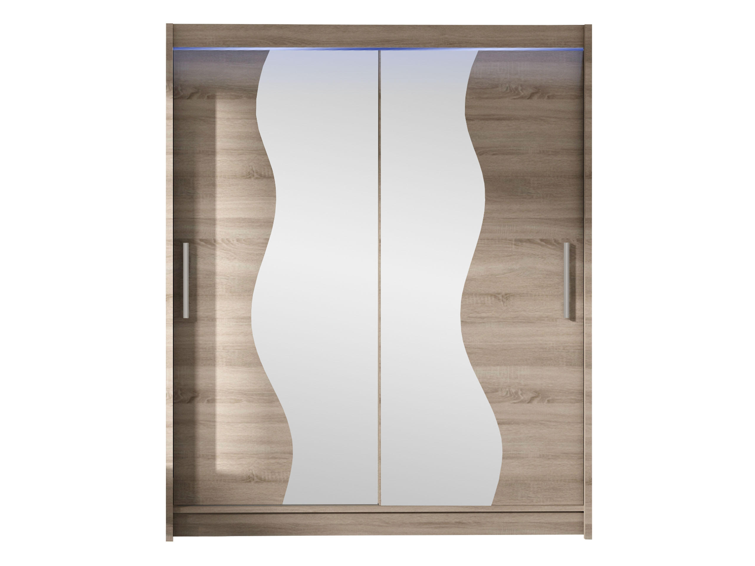 SCHWEBETÜRENSCHRANK Westa S, mit RGB LED Beleuchtung - Silberfarben/Trüffeleichefarben, Holzwerkstoff/Metall (150/200/58cm) - MIRJAN24