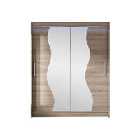 SCHWEBETÜRENSCHRANK Westa S, mit RGB LED Beleuchtung - Silberfarben/Trüffeleichefarben, Holzwerkstoff/Metall (150/200/58cm) - MIRJAN24