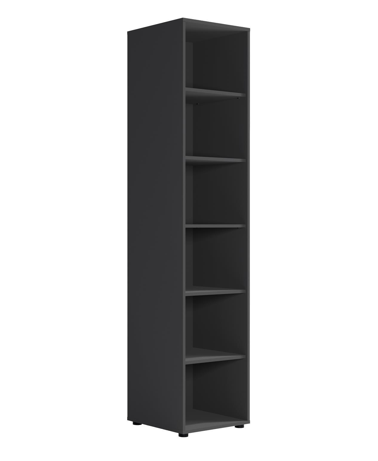 REGAL Maxivo Schwarz, Bücherregal - Schwarz, Holzwerkstoff (45/206/45cm) - Bettso