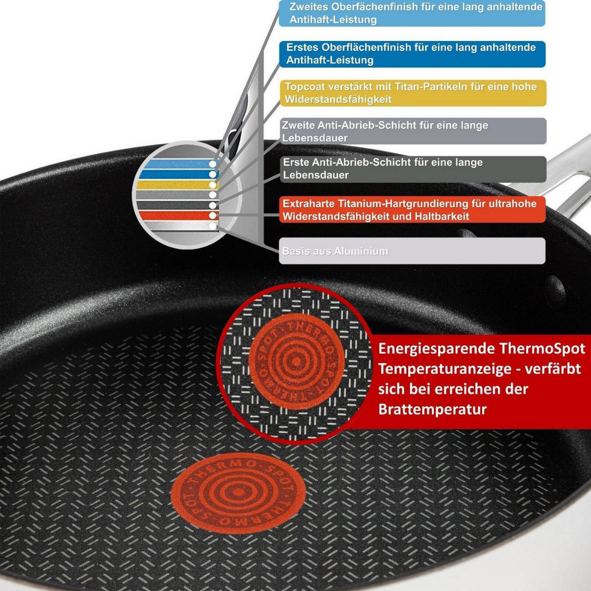 BRATPFANNE E30 Jamie Oliver 24 cm 3-tlg Set Edelstahl induktionsgeeignet Antihaft - Silberfarben/Schwarz, Kunststoff/Metall (24cm) - Tefal
