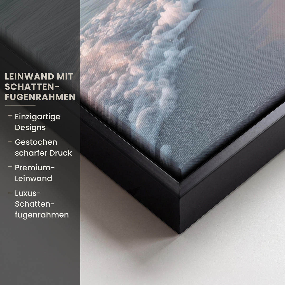 LEINWAND Bilder mit Rahmen - Küstenlinie - Pastell - Wasser - 70x100 - Pastellblau, Textil (70/100cm) - MuchoWow