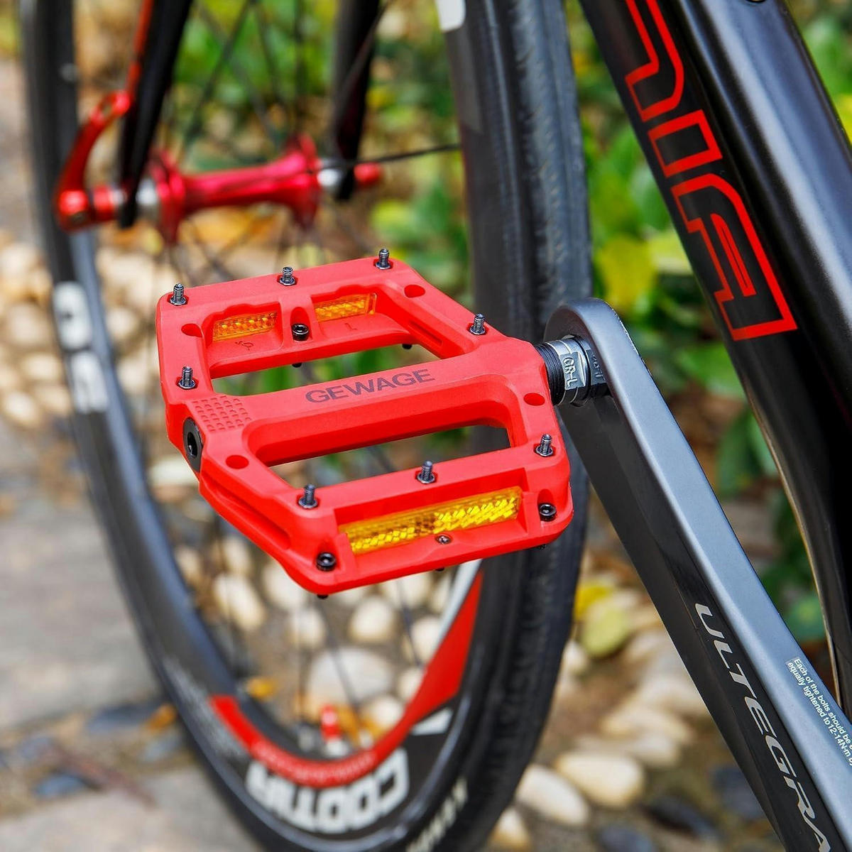FAHRRADPEDALE Nylonfaser Rot mit Reflektoren - Rot, Kunststoff (13/1.8/11.3cm)