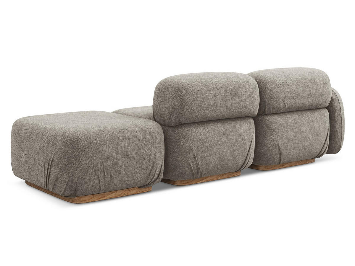 3-SITZER SOFA Rechts Chenille Stoff Grau - Taupe/Braun, Holz/Textil (258/73/95cm) - Makamii