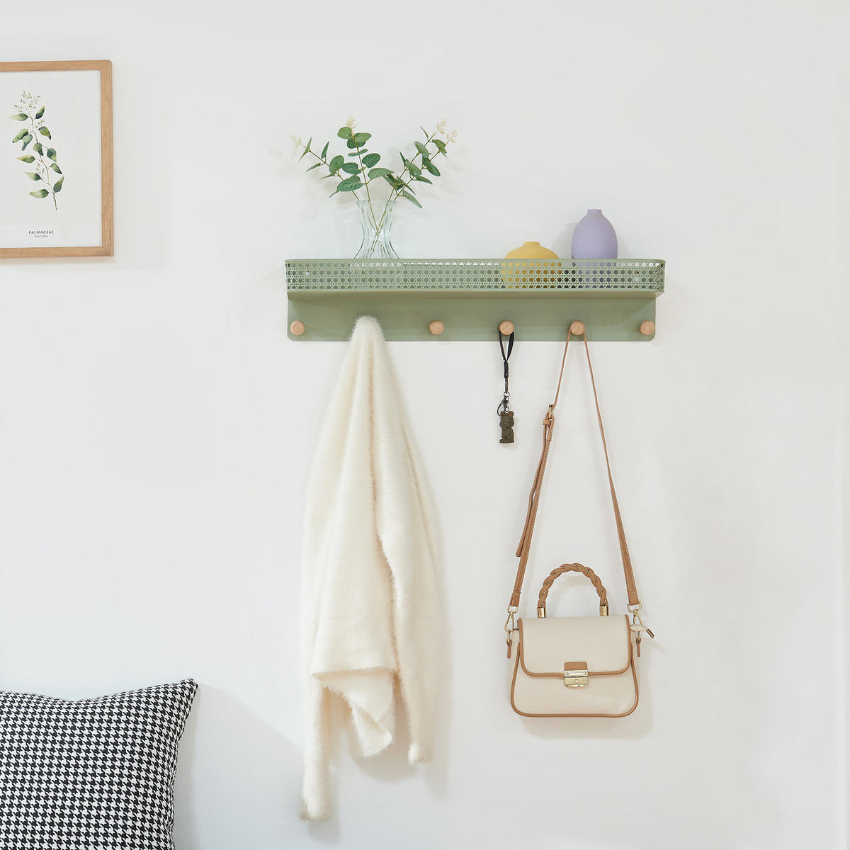 WANDGARDEROBE Jäller - Grün, Metall (60/12/13.5cm) - [en.casa]