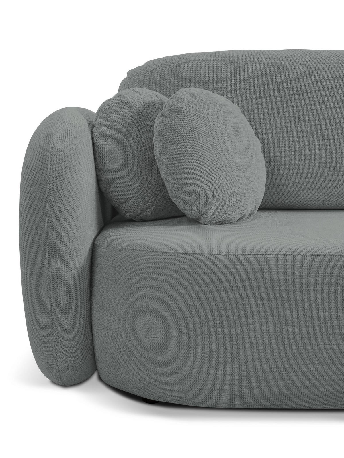 ECKSOFA AMICO R-S Grau Geflochtener Stoff mit Schlaffunktion - Grau, Holz (248/174cm) - MASSENO