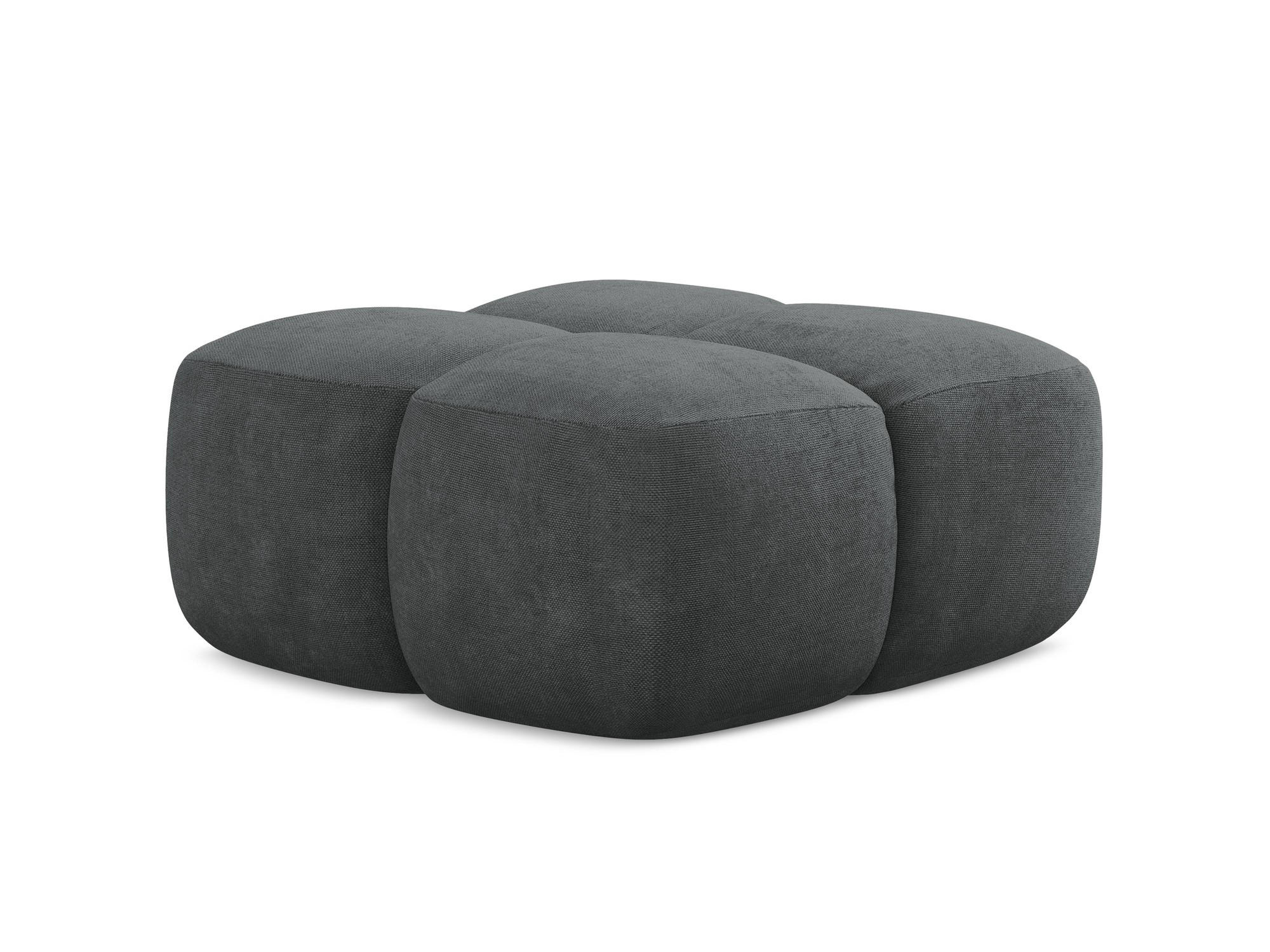 POUF Chenille Stoff Grau - Dunkelgrau/Schwarz, Holzwerkstoff/Kunststoff (90/39/90cm) - Makamii