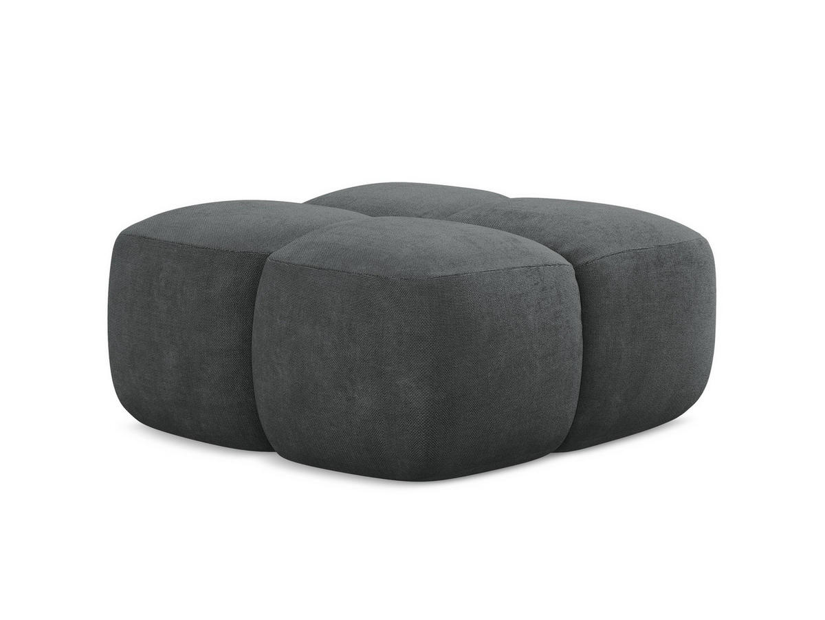 POUF Chenille Stoff Grau - Dunkelgrau/Schwarz, Holzwerkstoff/Kunststoff (90/39/90cm) - Makamii