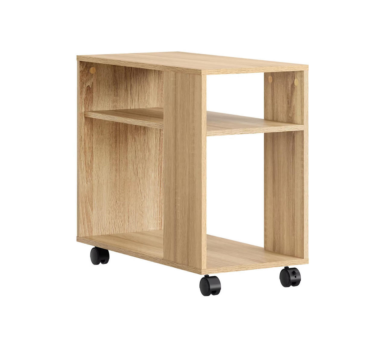 COUCHTISCH mit Rollen 2 Ebenen 70x35x60 cm Ablagefach - Naturfarben, Holz (35/70/60cm) - Kaket