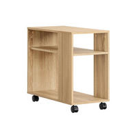 COUCHTISCH mit Rollen 2 Ebenen 70x35x60 cm Ablagefach - Naturfarben, Holz (35/70/60cm) - Kaket